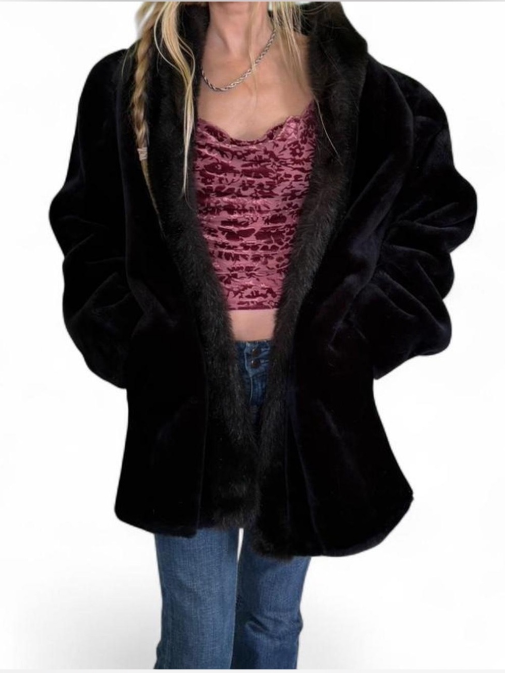Vintage 80s/90s Mariel Fur coat mob wife style glam